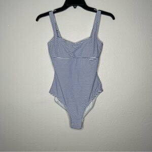 New Sea Level Australia Blue White Stripe Square Neck Swimsuit Women's Size 4